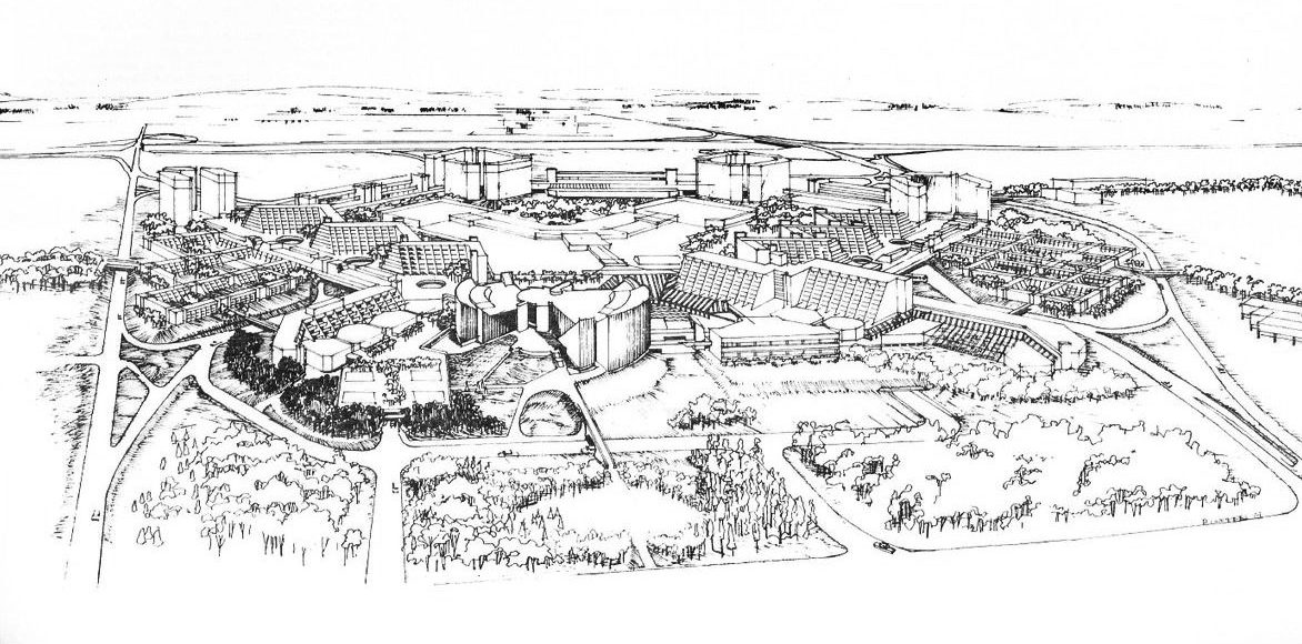 Illustration from Raymond Moriyama's 1973 Master Plan for Scarborough Town Centre